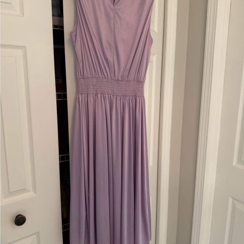 Nannette Lepore stretch satin Lavender Midi Dress